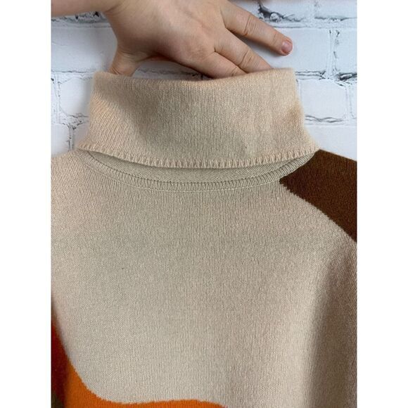 CASUAL CORNER wool blend beige brown colorblock cowl neck sweater pullover XL - Picture 2 of 7